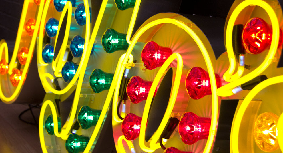 neon fairground lights