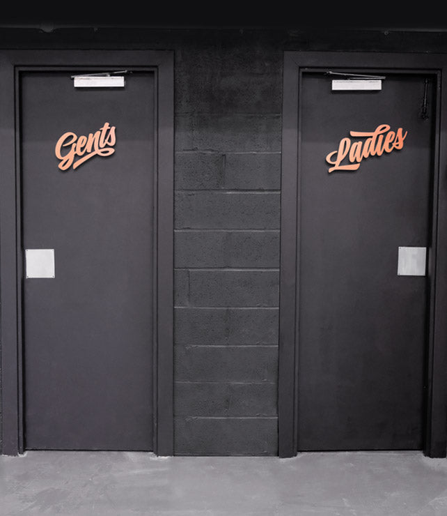 Typography toilet door signs