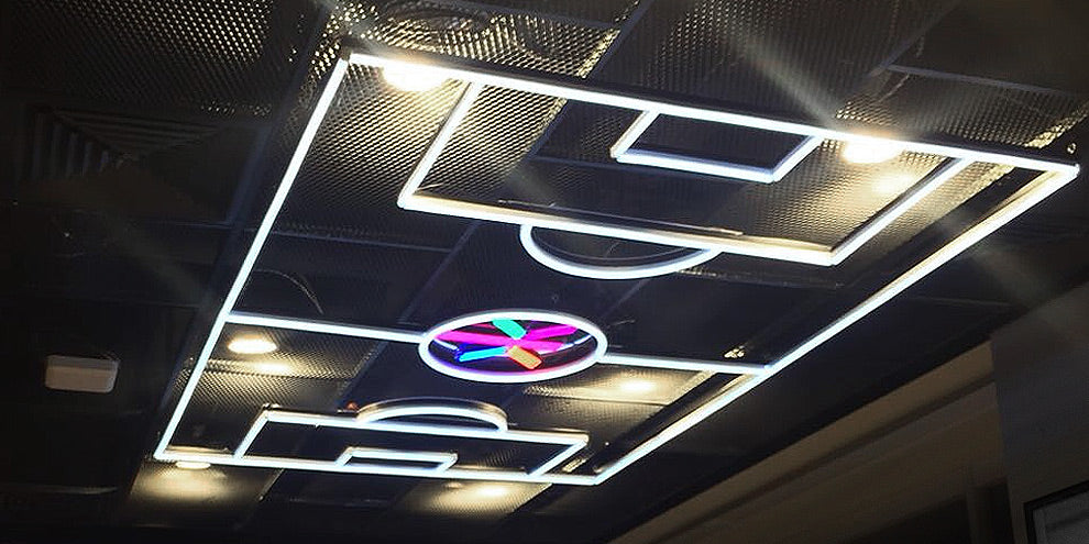 Ceiling mounted Neon Football Pitch