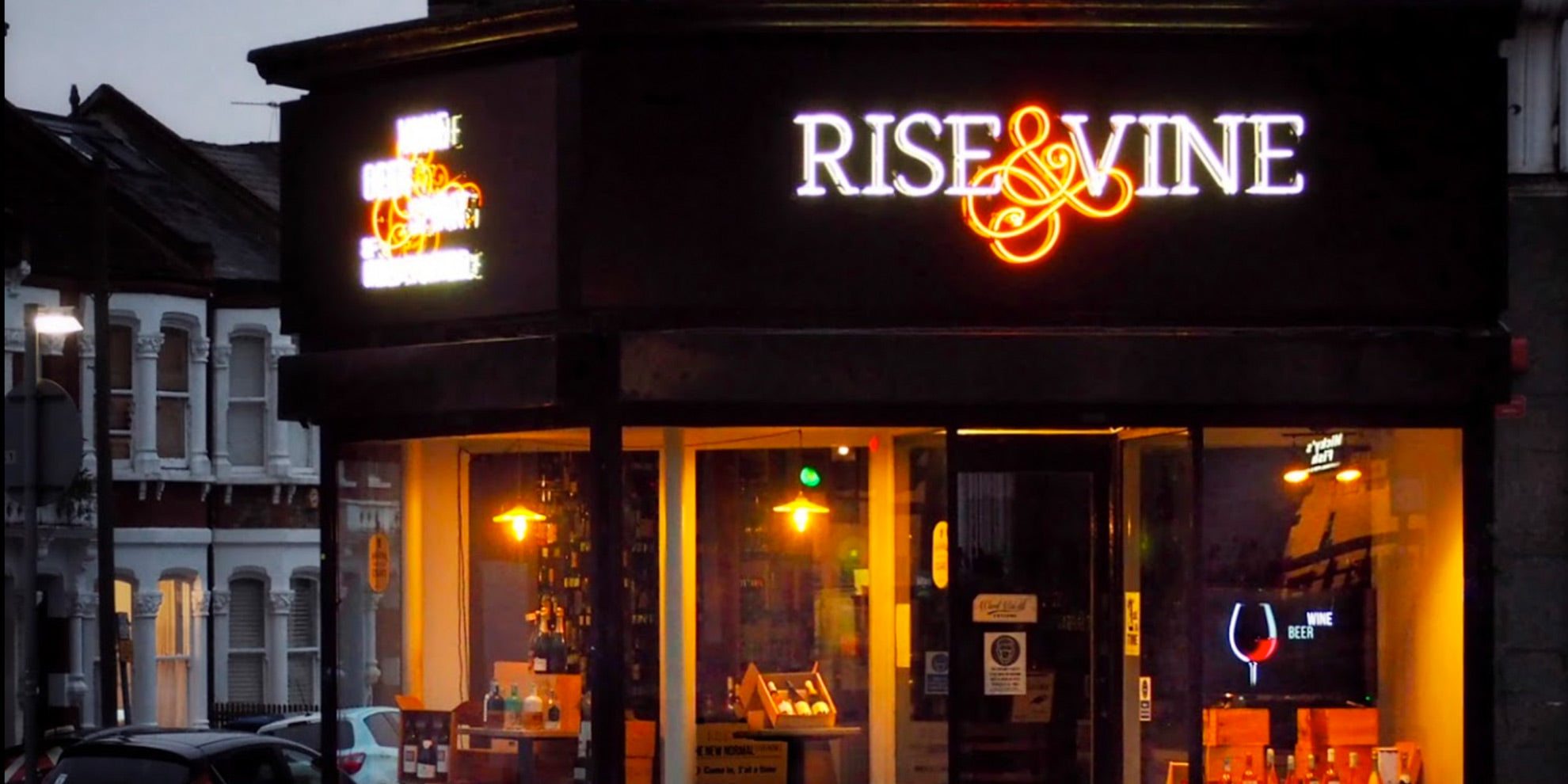 Rise & Vine Neon Shop Signage