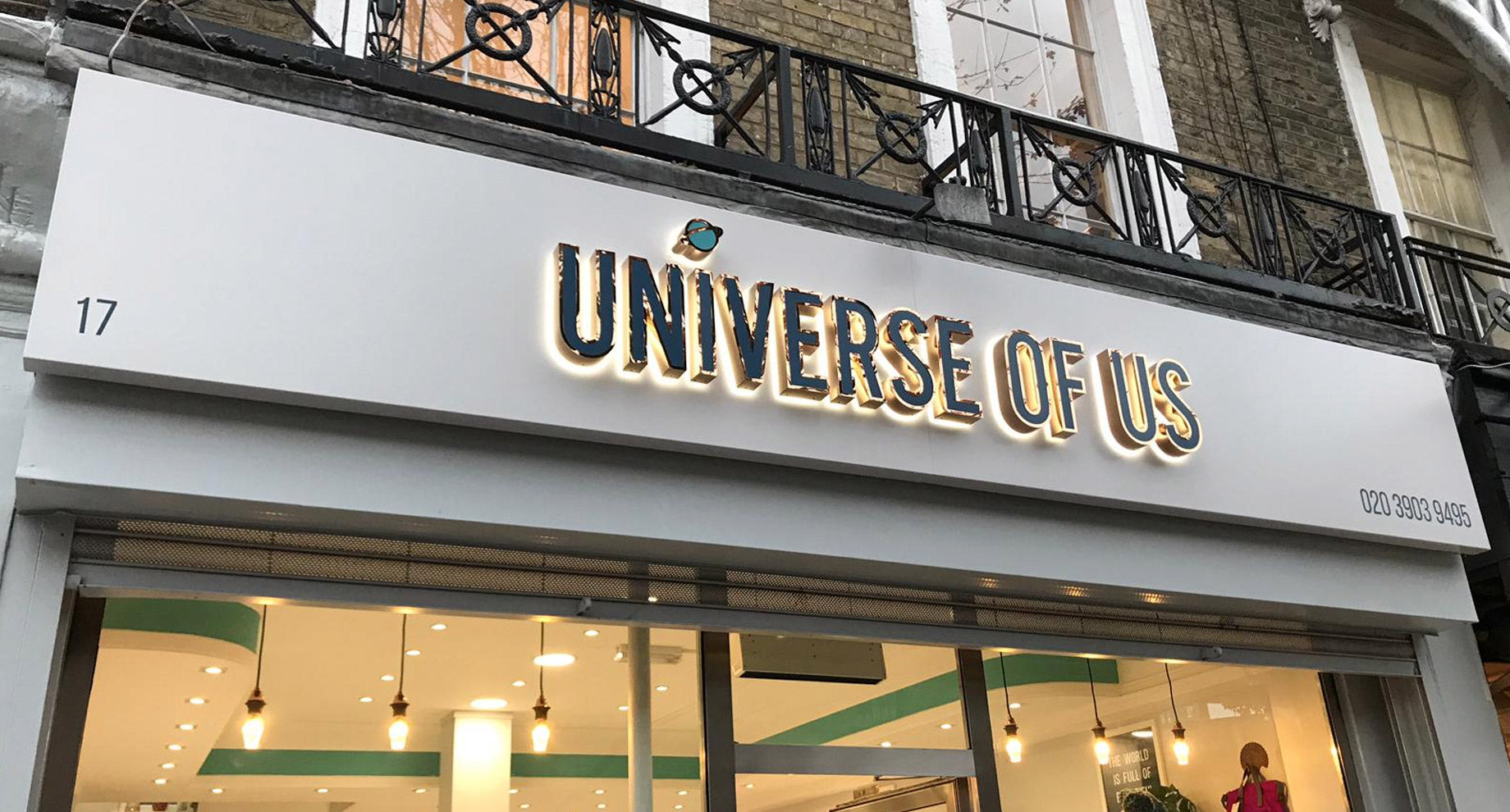 Shop fascia with gold 3D letters
