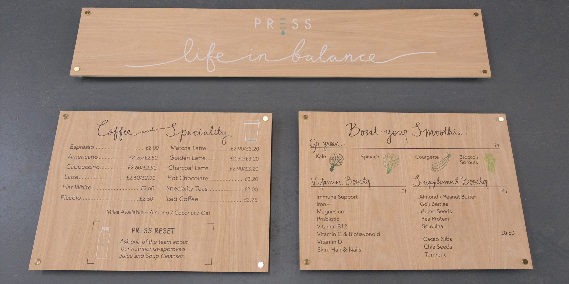 UV Printed Plywood Menus