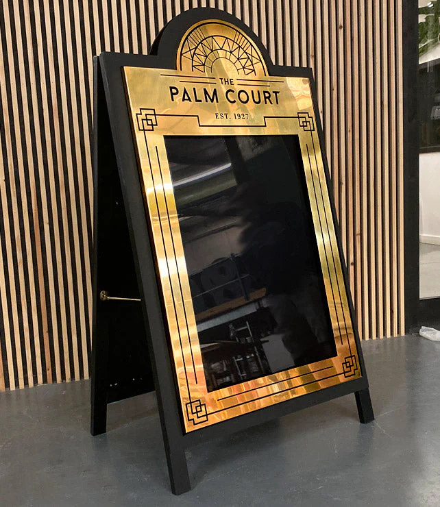 Brass A Board with poster holder – Brass Signs by Goodwin & Goodwin, London