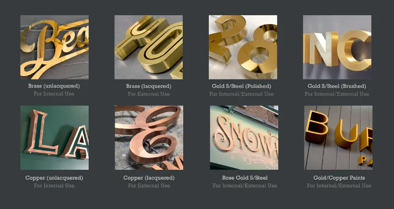 Brass Letter Types – Brass Signs by Goodwin & Goodwin, London