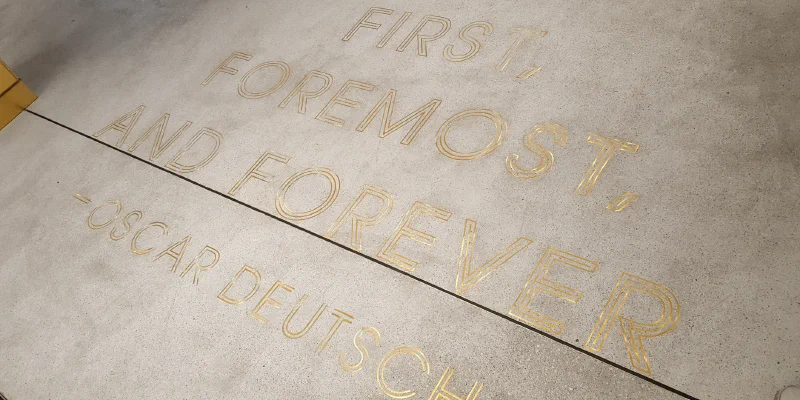 Brass letters inlaid in concrete for Odeon Luxe, Leicester Square – Brass Signs by Goodwin & Goodwin, London