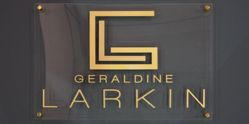 Brass letters on clear acrylic – Brass Signs by Goodwin & Goodwin, London