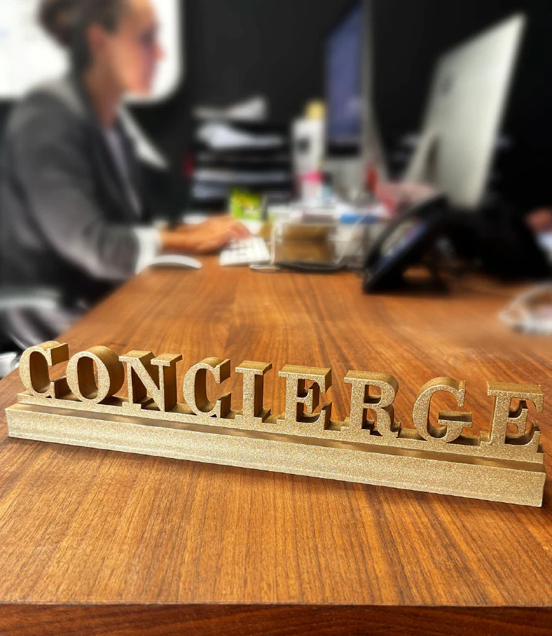 Concierge Desk Sign – Brass Signs by Goodwin & Goodwin, London