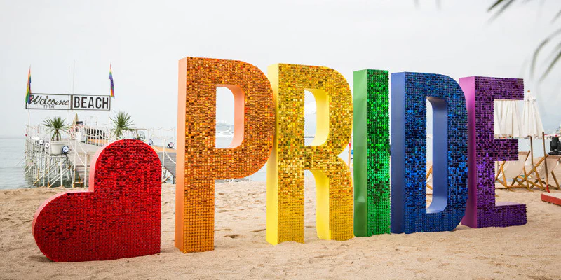 Giant Pride letters with sequins Giant Pride letters with sequins – Giant Letters by Goodwin & Goodwin, London