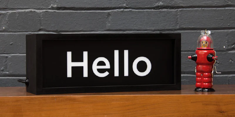 Hello light box Hello light box – Light Boxes by Goodwin & Goodwin, London