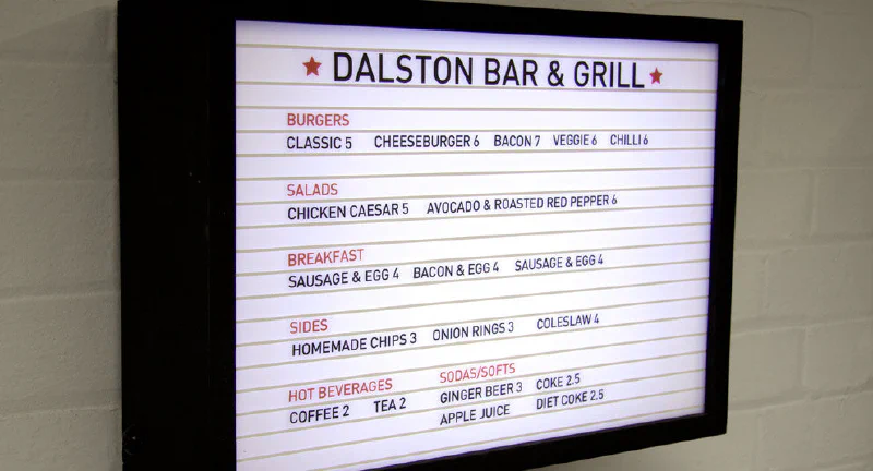 Menu light box Menu light box – Light Boxes by Goodwin & Goodwin, London