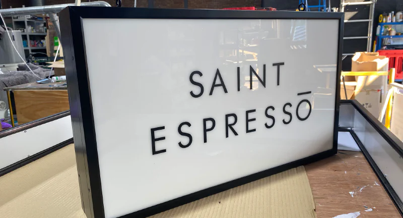 Saint expresso lightbox Saint expresso lightbox – Light Boxes by Goodwin & Goodwin, London