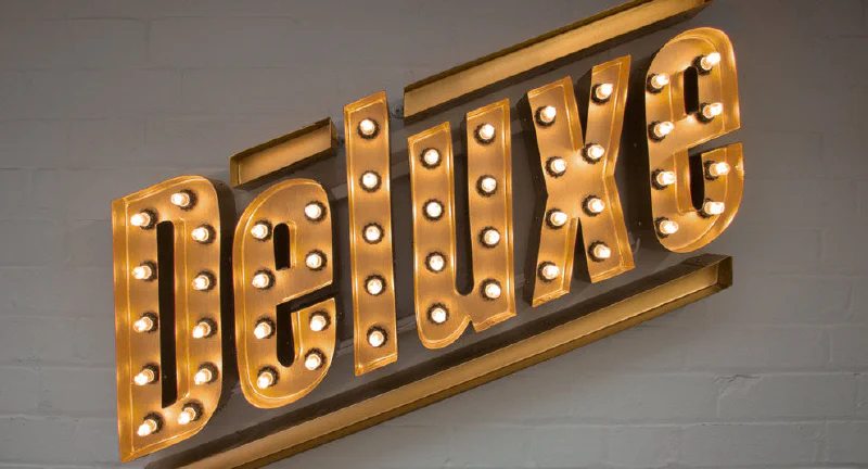 Gold 'Deluxe' Condensed Font Gold 'Deluxe' Condensed Font – Light Up Letters by Goodwin & Goodwin, London