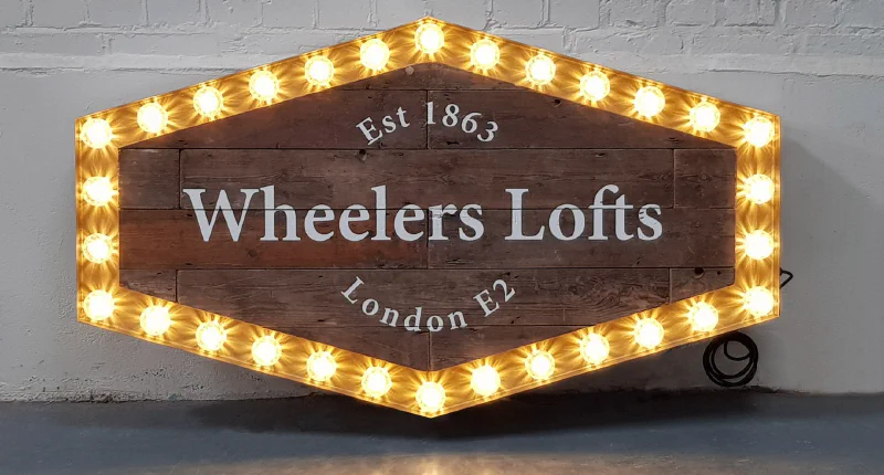 Reclaimed timber boards sign Reclaimed timber boards sign – Light Up Letters by Goodwin & Goodwin, London