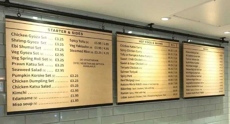 Black scaffolding/plywood menu Black scaffolding/plywood menu – Menu Signs, Menu Boards & Menu Cases by Goodwin & Goodwin, London