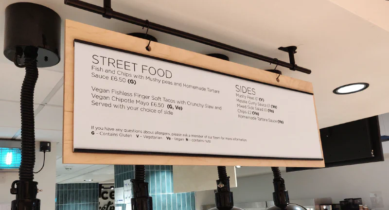 Café Plywood Hanging Menu with slide in menus Café Plywood Hanging Menu with slide in menus – Menu Signs, Menu Boards & Menu Cases by Goodwin & Goodwin, London