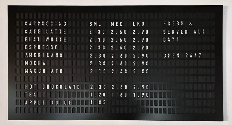 Departures Board Menu Departures Board Menu – Menu Signs, Menu Boards & Menu Cases by Goodwin & Goodwin, London