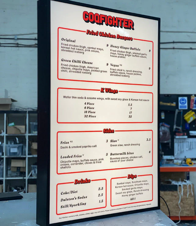 Illuminated Menu Illuminated Menu – Menu Signs, Menu Boards & Menu Cases by Goodwin & Goodwin, London