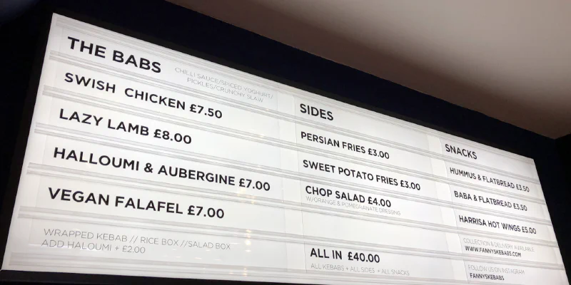 Slide in Menu Light Box Slide in Menu Light Box – Menu Signs, Menu Boards & Menu Cases by Goodwin & Goodwin, London