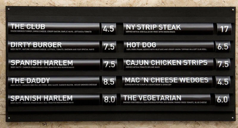 Slide in Menu Slide in Menu – Menu Signs, Menu Boards & Menu Cases by Goodwin & Goodwin, London