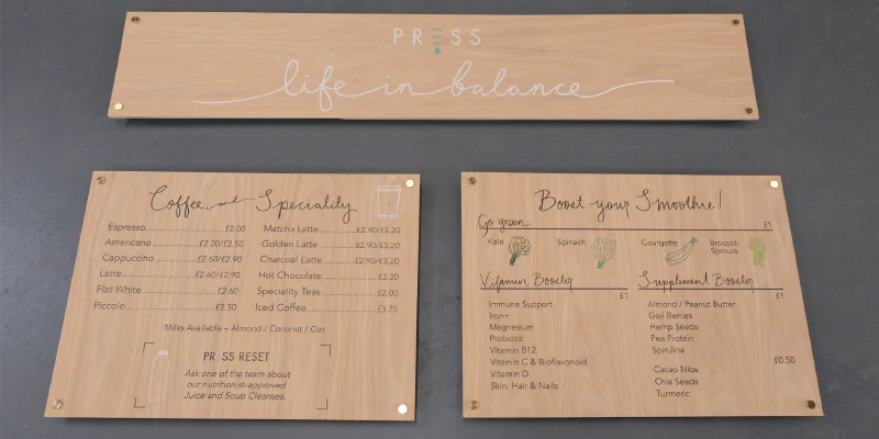 UV Printed Plywood Menus UV Printed Plywood Menus – Menu Signs, Menu Boards & Menu Cases by Goodwin & Goodwin, London