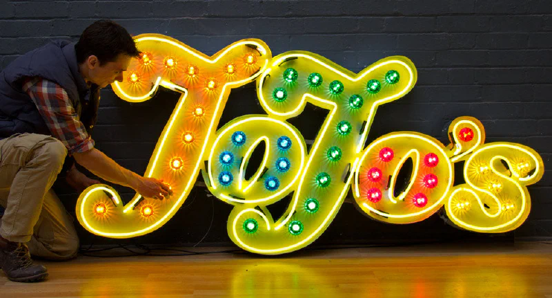 Jojo's - Neon & Fairground Lights Sign Jojo's - Neon & Fairground Lights Sign – Real Glass Neon Signs by Goodwin & Goodwin, London