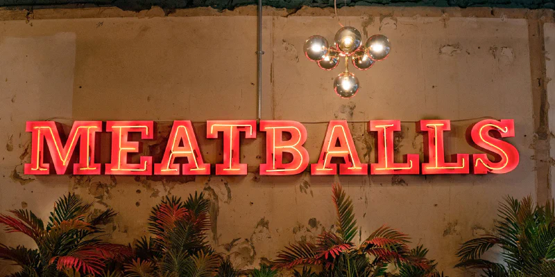 Meatballs Neon Sign Meatballs Neon Sign – Real Glass Neon Signs by Goodwin & Goodwin, London