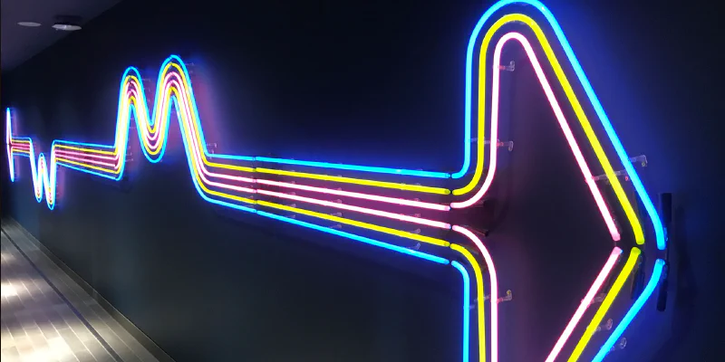 Multi Coloured Neon Arrow Multi Coloured Neon Arrow – Real Glass Neon Signs by Goodwin & Goodwin, London
