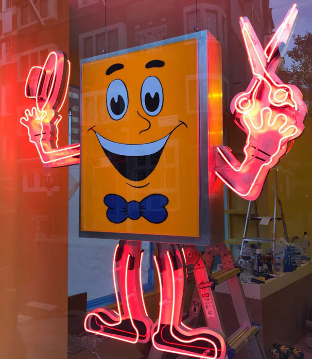 Neon & light box man Neon & light box man – Real Glass Neon Signs by Goodwin & Goodwin, London
