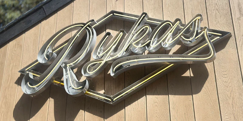 Rykas neon in channel letters Rykas neon in channel letters – Real Glass Neon Signs by Goodwin & Goodwin, London
