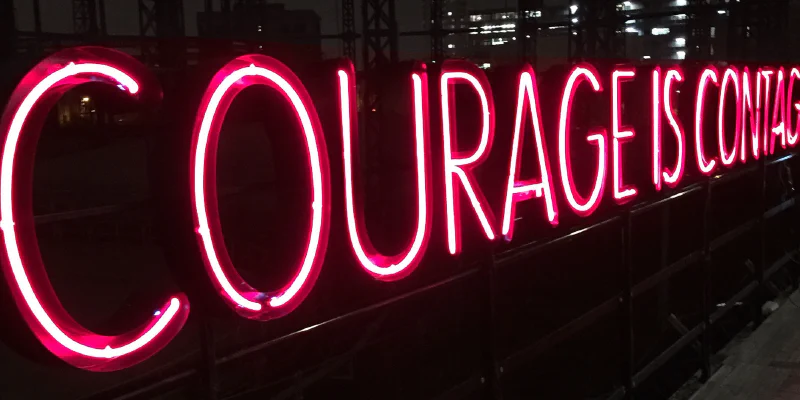 YouTube - Courage is Contagious YouTube - Courage is Contagious – Real Glass Neon Signs by Goodwin & Goodwin, London