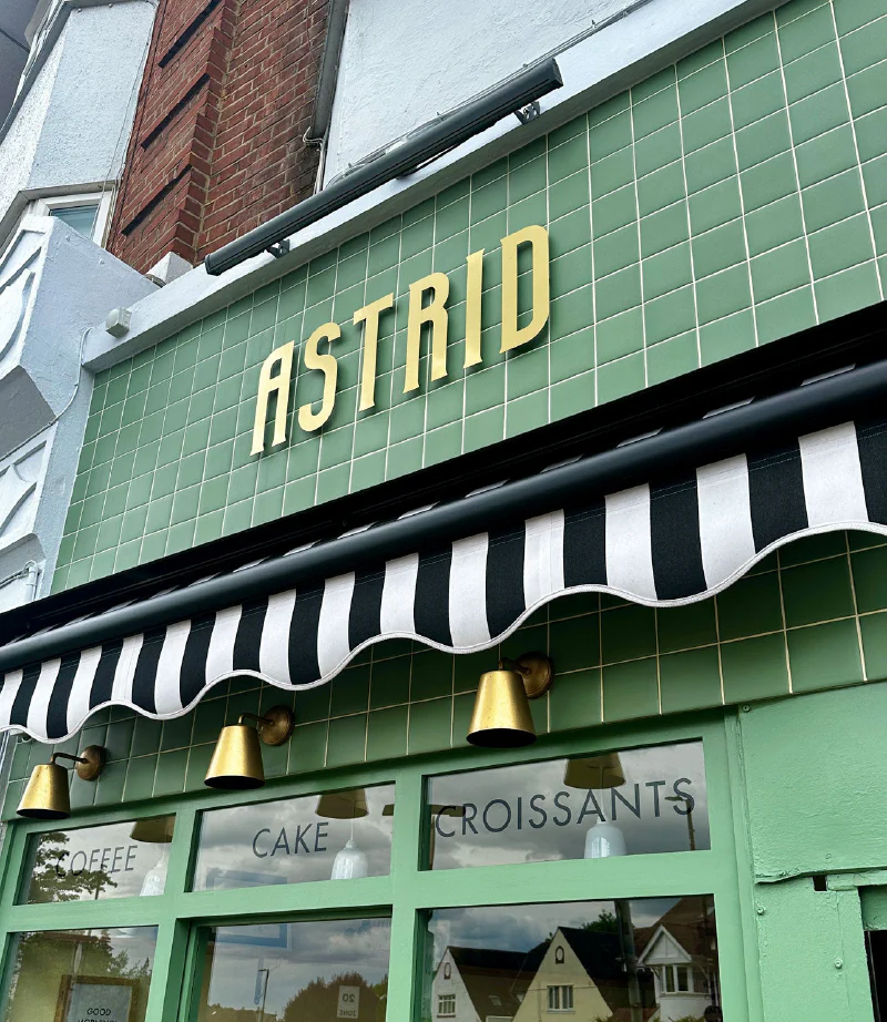 Astrid shop fasciabf – Restaurant Signs by Goodwin & Goodwin, London