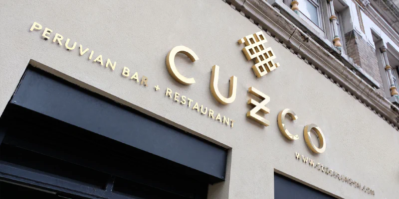 Cuzco Gold Letters – Restaurant Signs by Goodwin & Goodwin, London