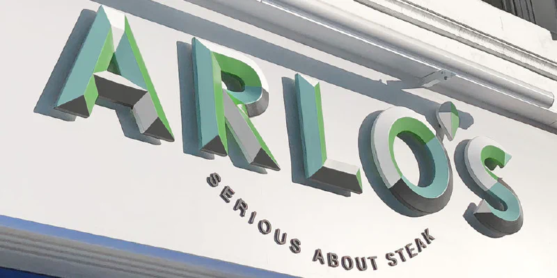 Prismatic Letters for Arlo's – Restaurant Signs by Goodwin & Goodwin, London