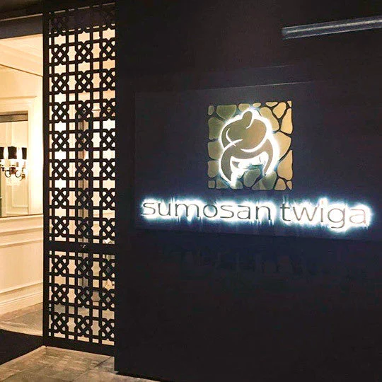 Sumosan - Brass Back Lit Letters – Restaurant Signs by Goodwin & Goodwin, London
