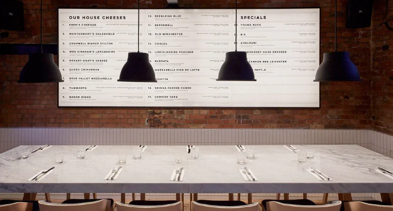 The Cheese Bar, Camden - Custom Menu Light Box – Restaurant Signs by Goodwin & Goodwin, London
